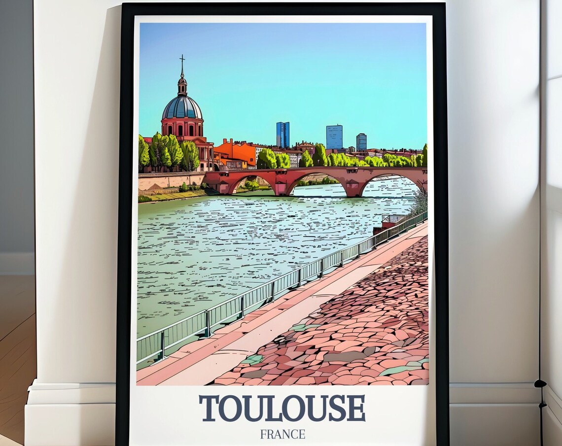 Toulouse Garonne River Domed Church France Riverside View Poster