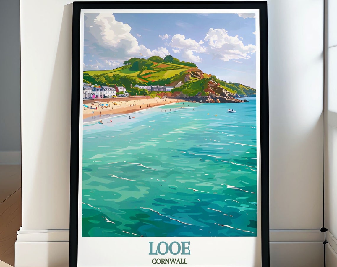 Looe Cornwall East Looe Beach Turquoise Water Summer Travel Poster