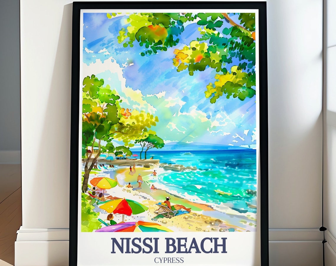 Nissi Beach Travel Print Nissi Beach Ayia Napa Travel Art Nissi Beach Ayia Napa Print Nissi Beach Poster Cyprus Print