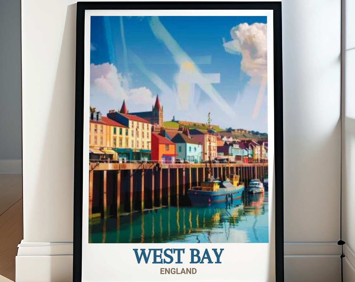 West Bay Harbor Fishing Boats Dorset Coast England Seaside Poster