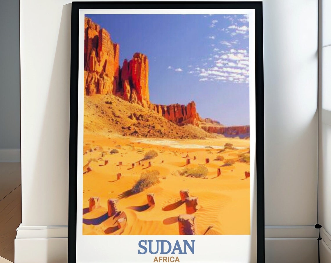 Sudan Africa Jebel Barkal Red Rock Desert Cliffs Travel Poster
