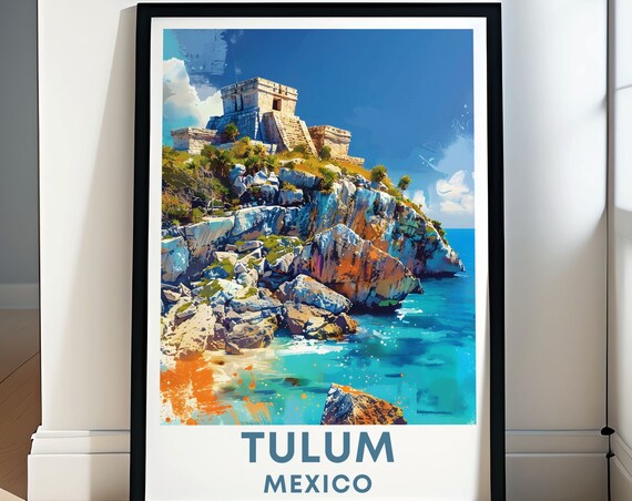 Tulum Mexico Cliffside Mayan Ruins Above Caribbean Sea Poster