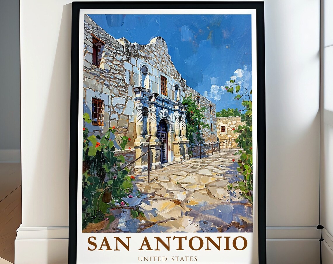 San Antonio Texas Historic Alamo Mission Building Landmark Poster