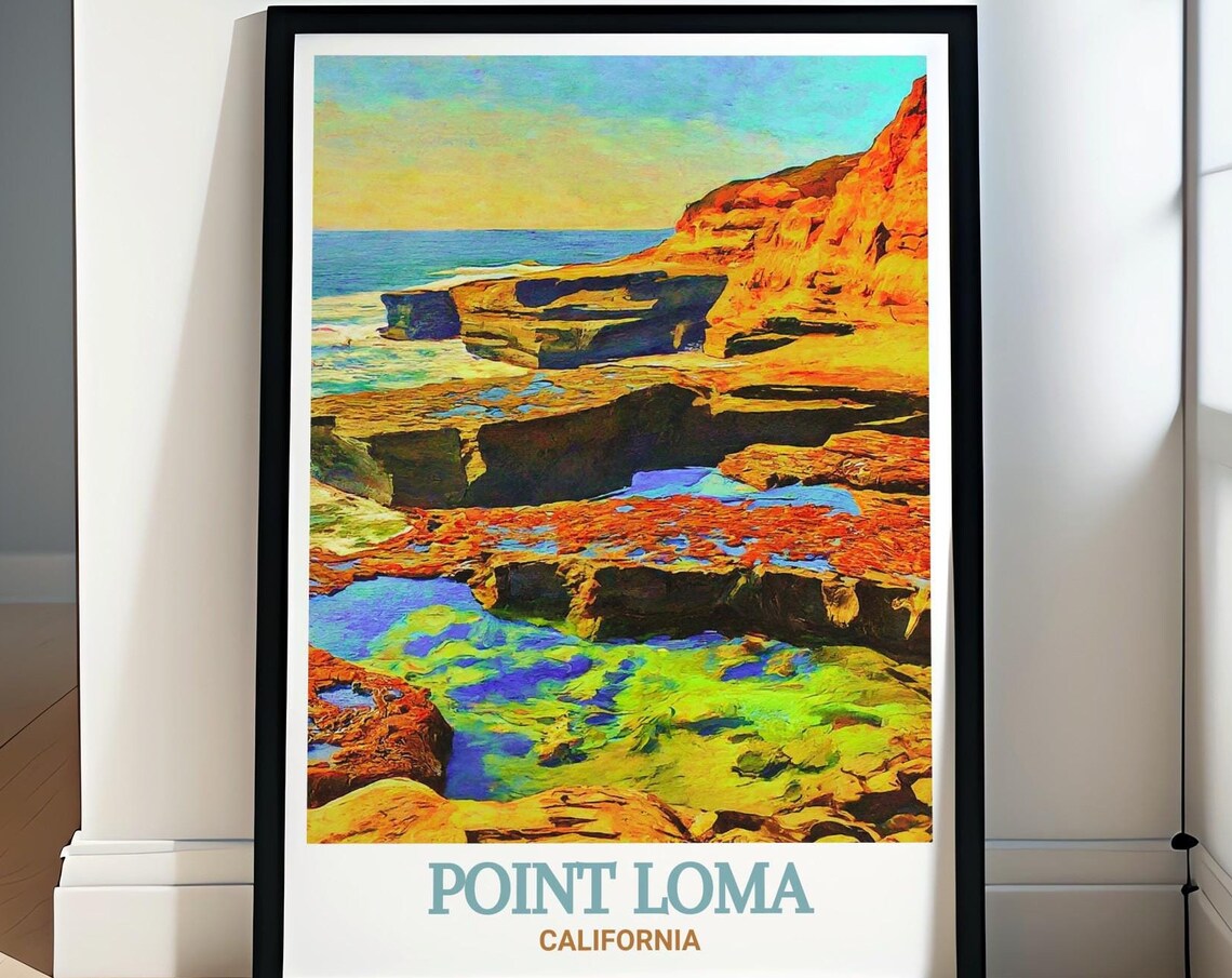 Point Loma California Tide Pools Rainbow Rocky Shore Travel Poster