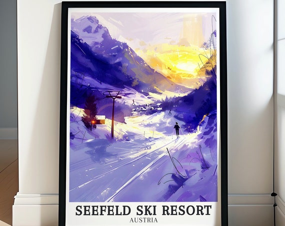 Seefeld Ski Resort Travel Print Karwendel Mountains And Bergbahnen Rosshtte Poster Karwendel Mountains Art Seefeld Ski Resort Gift