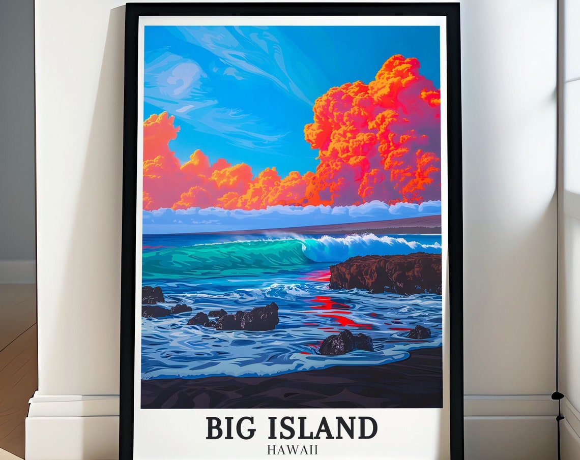 Big Island Wall Art Volcanoes National Park Kilauea Caldron Travel Poster Big Island Travel Poster Hawaii Travel Print