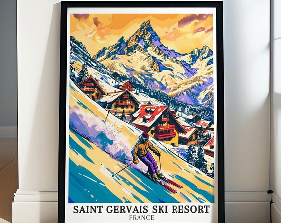 Saint Gervais Ski Resort Travel Posters Mont Blanc Scenery Saint Gervais Ski Resort Travel Prints