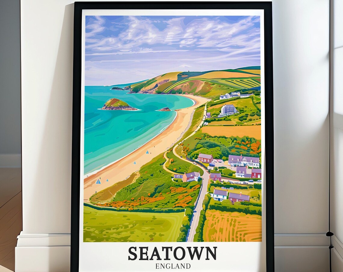 Seatown Shoreline Aerial Beach Island Coastal Vista Travel Poster