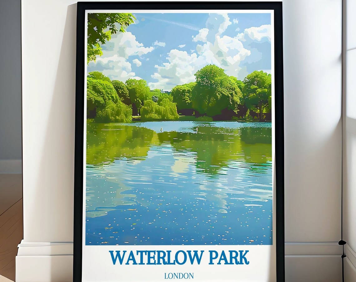 Waterlow Park Sunlit Lake Trees Reflection London Park Poster