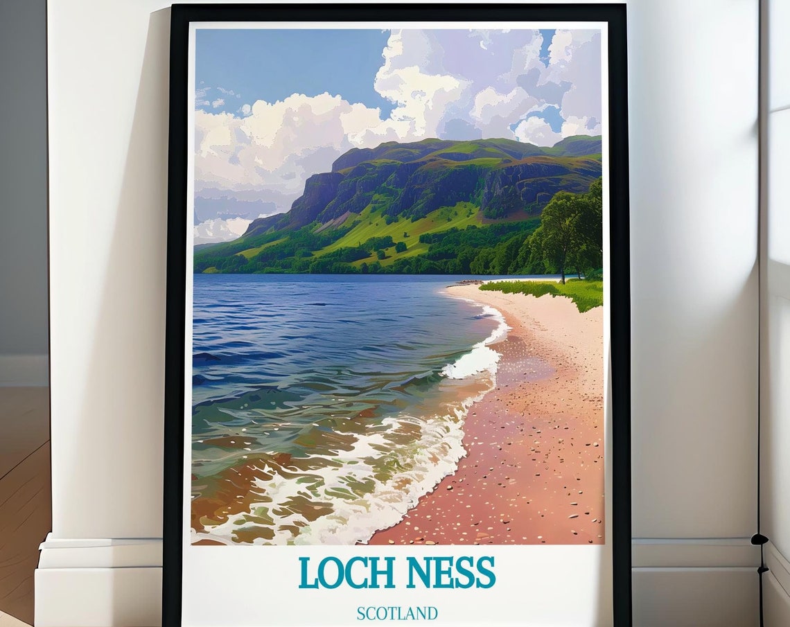 Loch Ness Scotland Beach Shore Rolling Hills Calm Water Poster