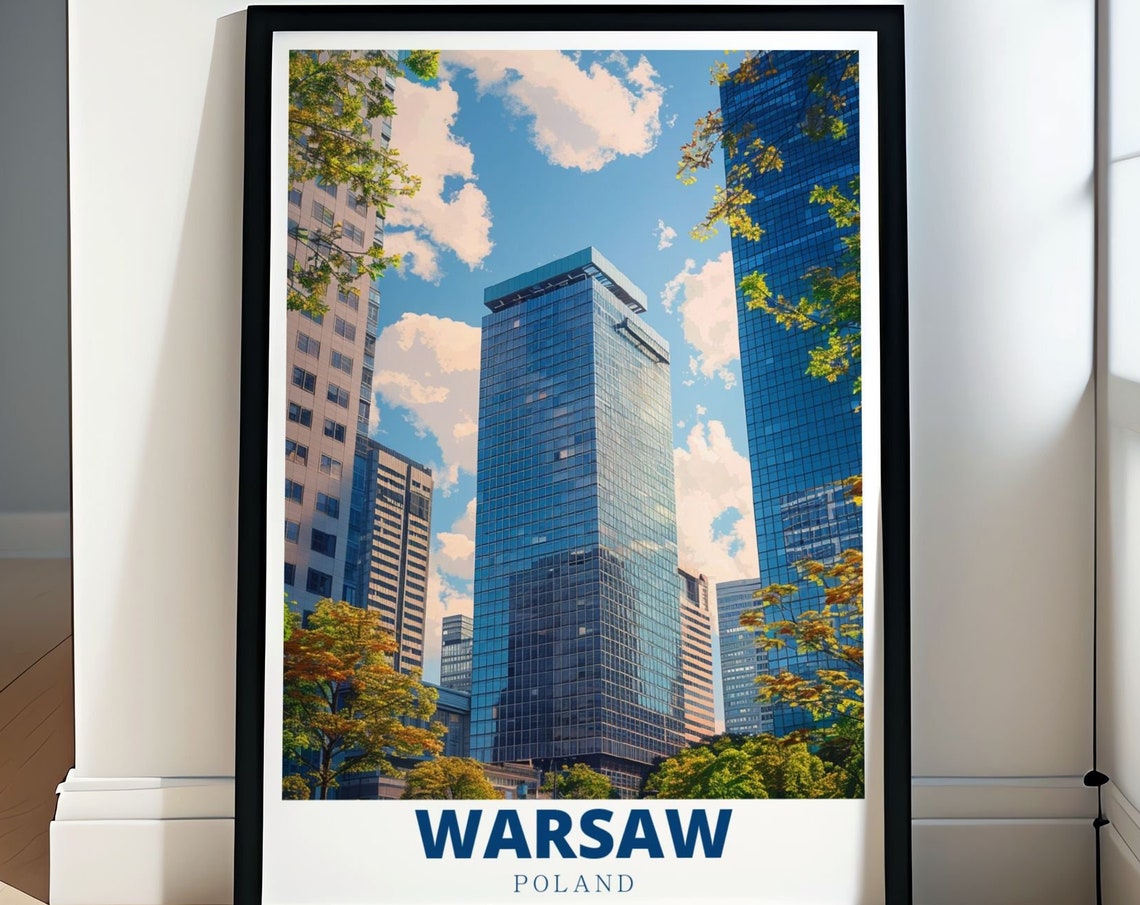 Warsaw Travel Poster Warsaw Financial Center Art Warsaw Financial Center Decor Warsaw Financial Center Art Print Warsaw Wall Art