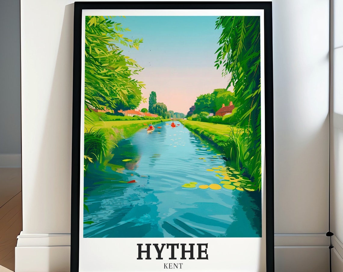 Hythe Travel Poster Hythe Military Canal Old Cliff Line Art Hythe Military Canal And Old Cliff Line Artwork Hythe Travel Print
