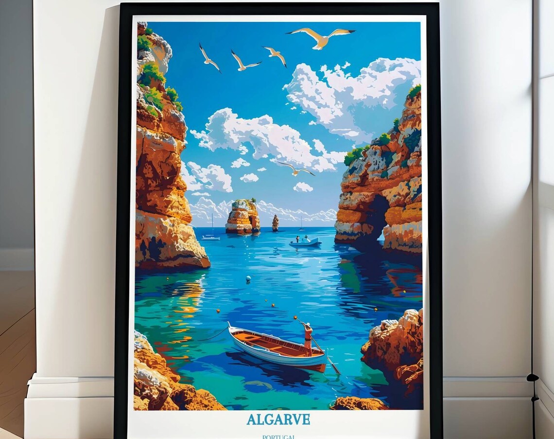 Algarve Travel Print, Benagil Sea Cave Poster