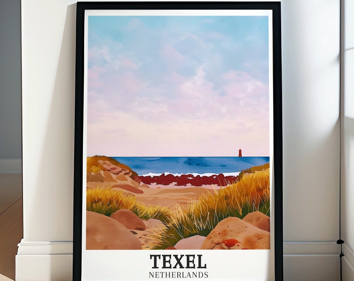 Texel Sandy Dune Beach Lighthouse Horizon Seascape Netherlands Poster