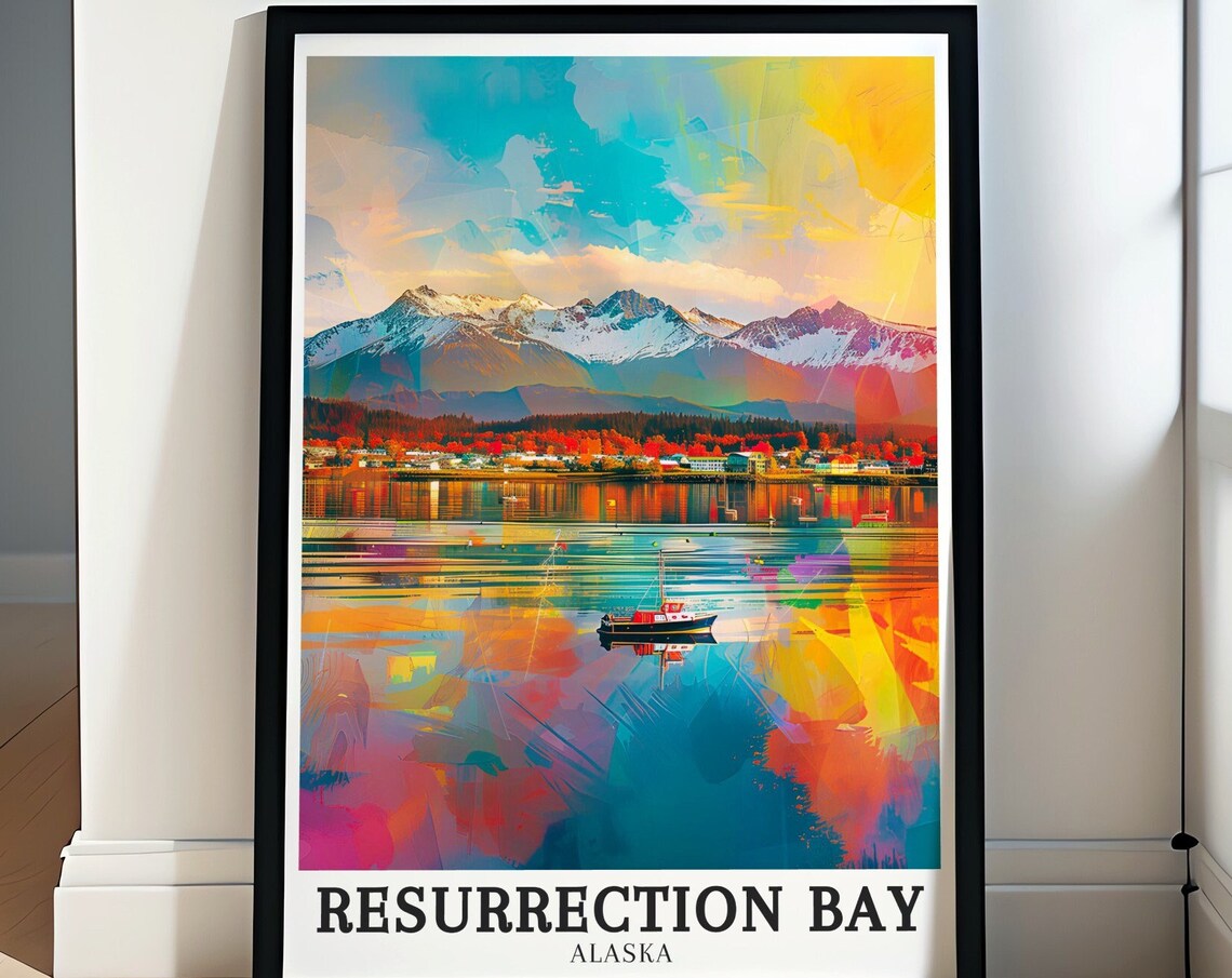 Resurrection Bay Travel Art Seward Town Travel Posters And Alaska Art Gifts Kenai Peninsula Wall Art Resurrection Bay Decor