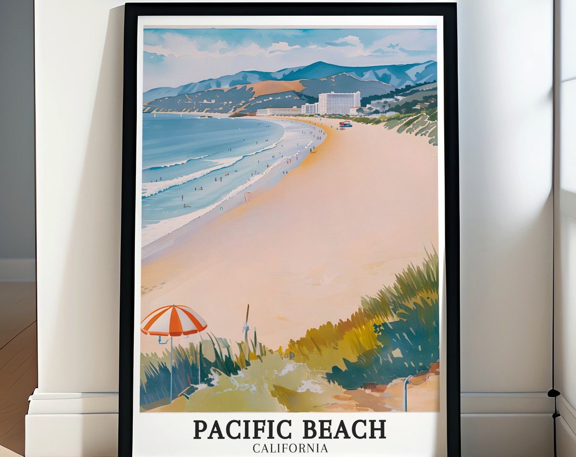 Pacific Beach California Panoramic Sandy Coastline View Poster