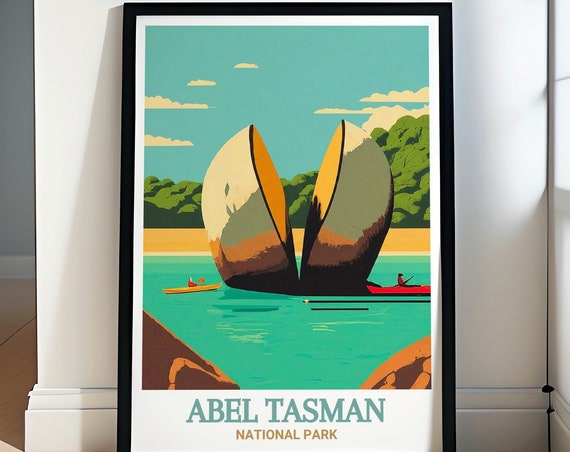 Abel Tasman Art Split Apple Rock New Zealand Poster Abel Tasman Poster Split Apple Rock Art Split Apple Rock Travel Poster