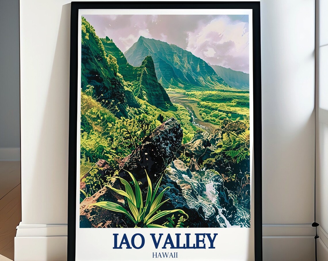 Iao Valley Hawaii Misty Mountain Valley Stream Landscape Poster