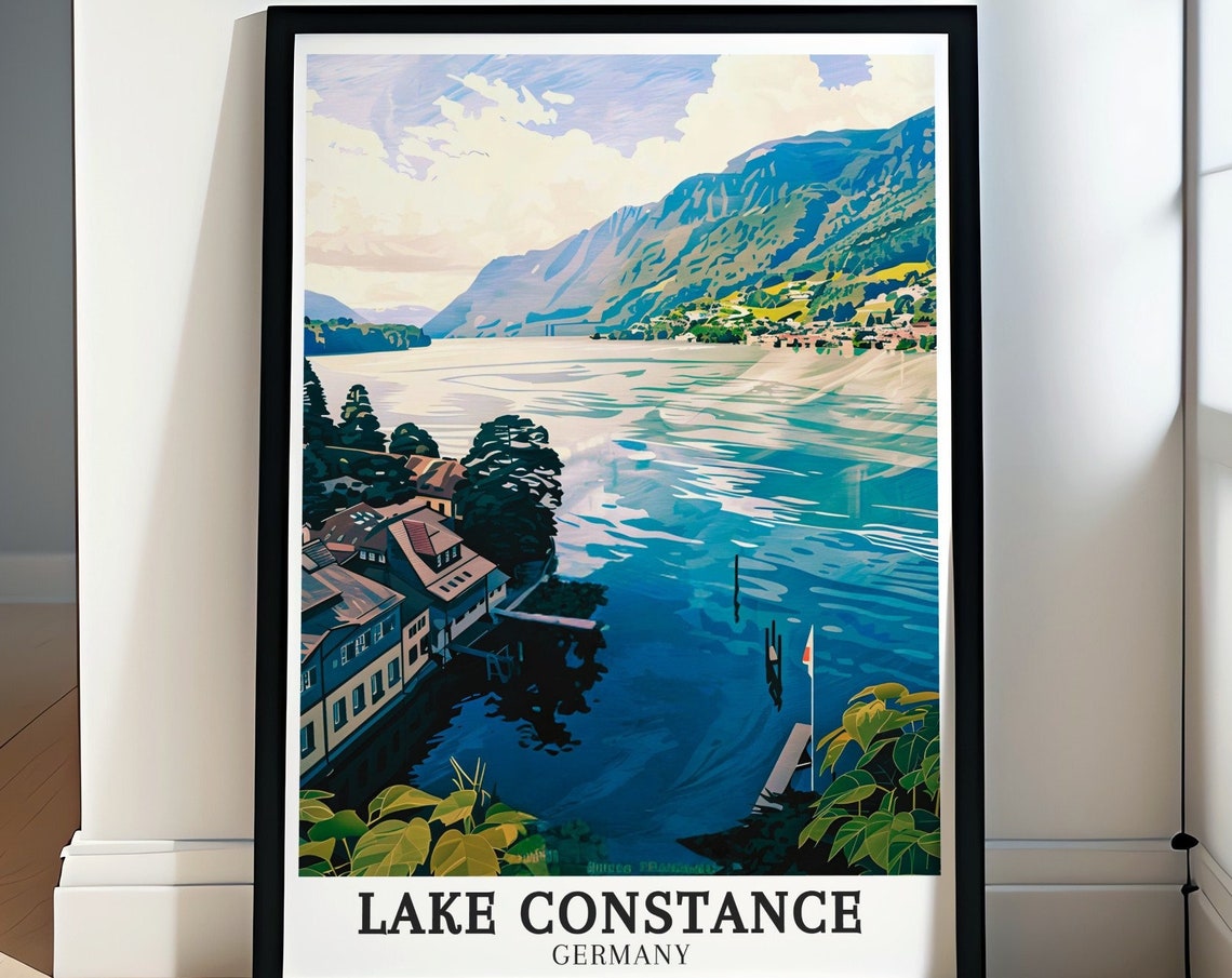 Lake Constance Lakeside Town Mountain Germany Scenic View Poster