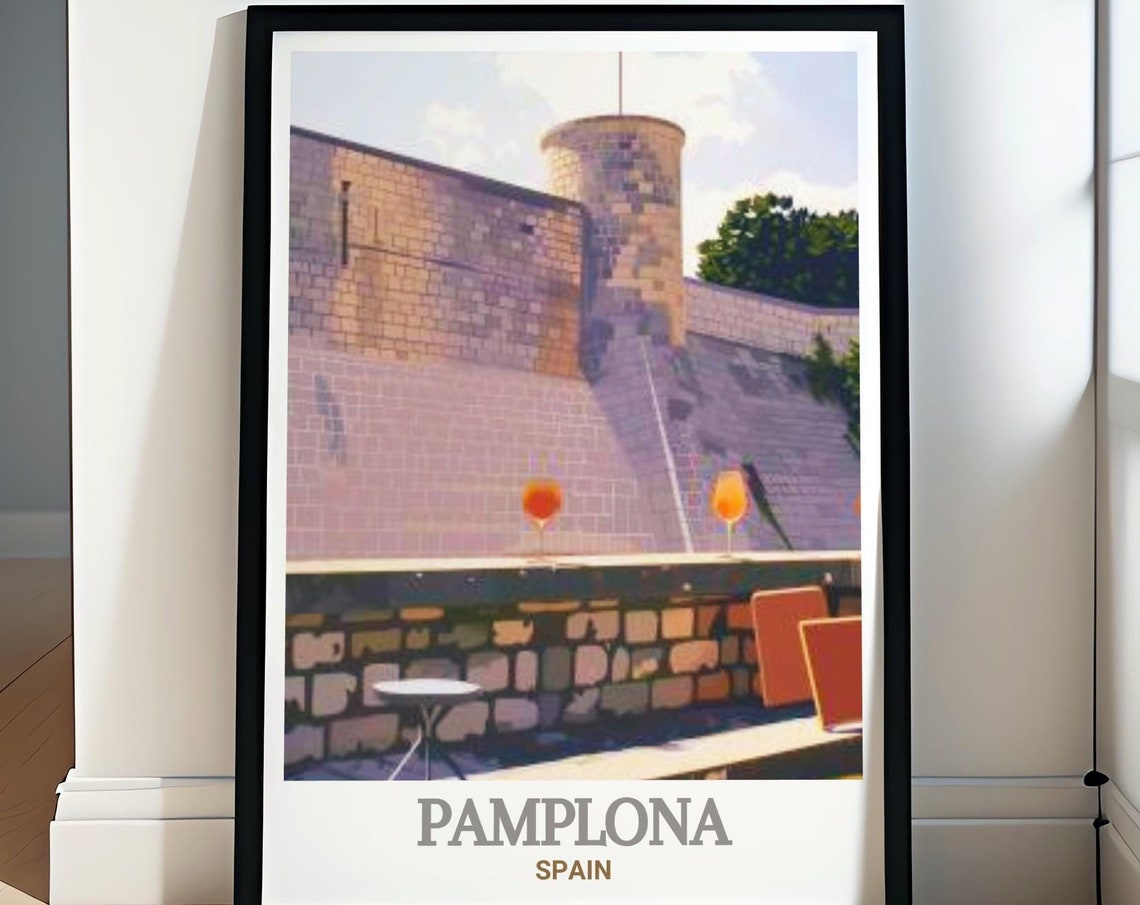 Pamplona Spain Historic Citadel Stone Walls Terrace View Poster