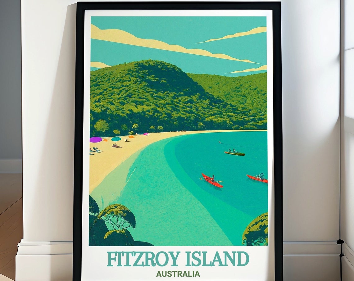 Fitzroy Island Australia Turquoise Bay With Red Kayaks Poster