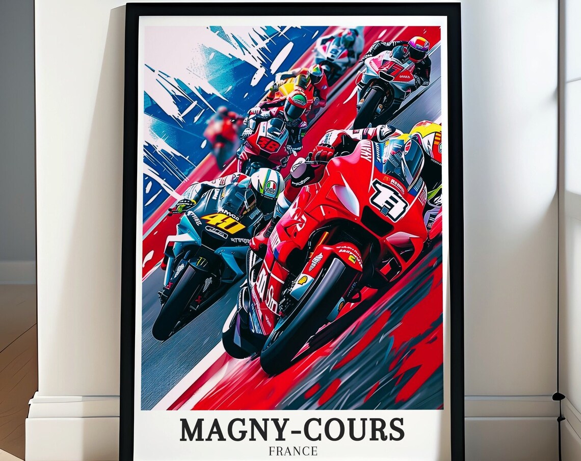 Magny-Cours France MotoGP Motorcycle Racing Action Sports Poster