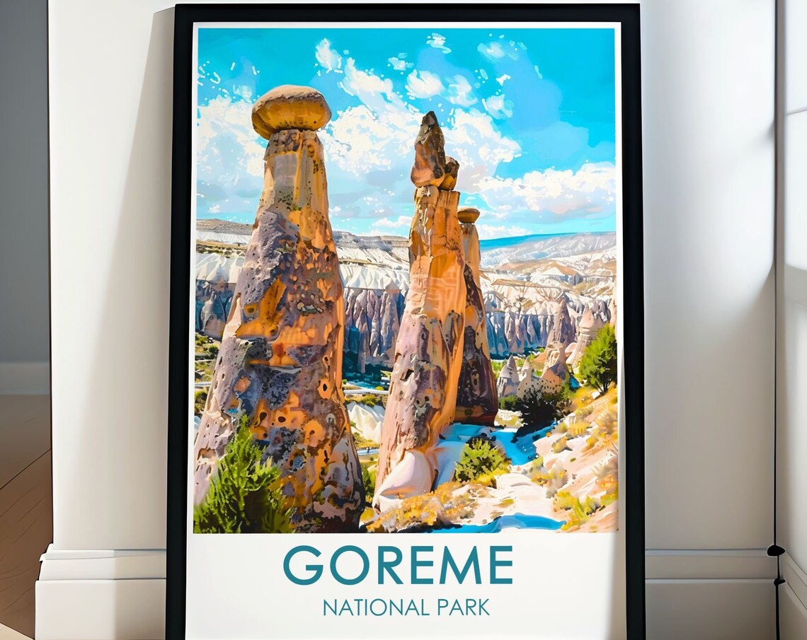 Goreme National Park Turkey Poster With Towering Fairy Chimney Rocks