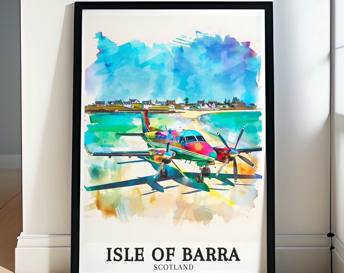 Isle Of Barra Travel Art Traigh Mhor Beach And Isle Of Barra Art Isle Of Barra Poster Isle Of Barra Print Traigh Mhor Beach Decor