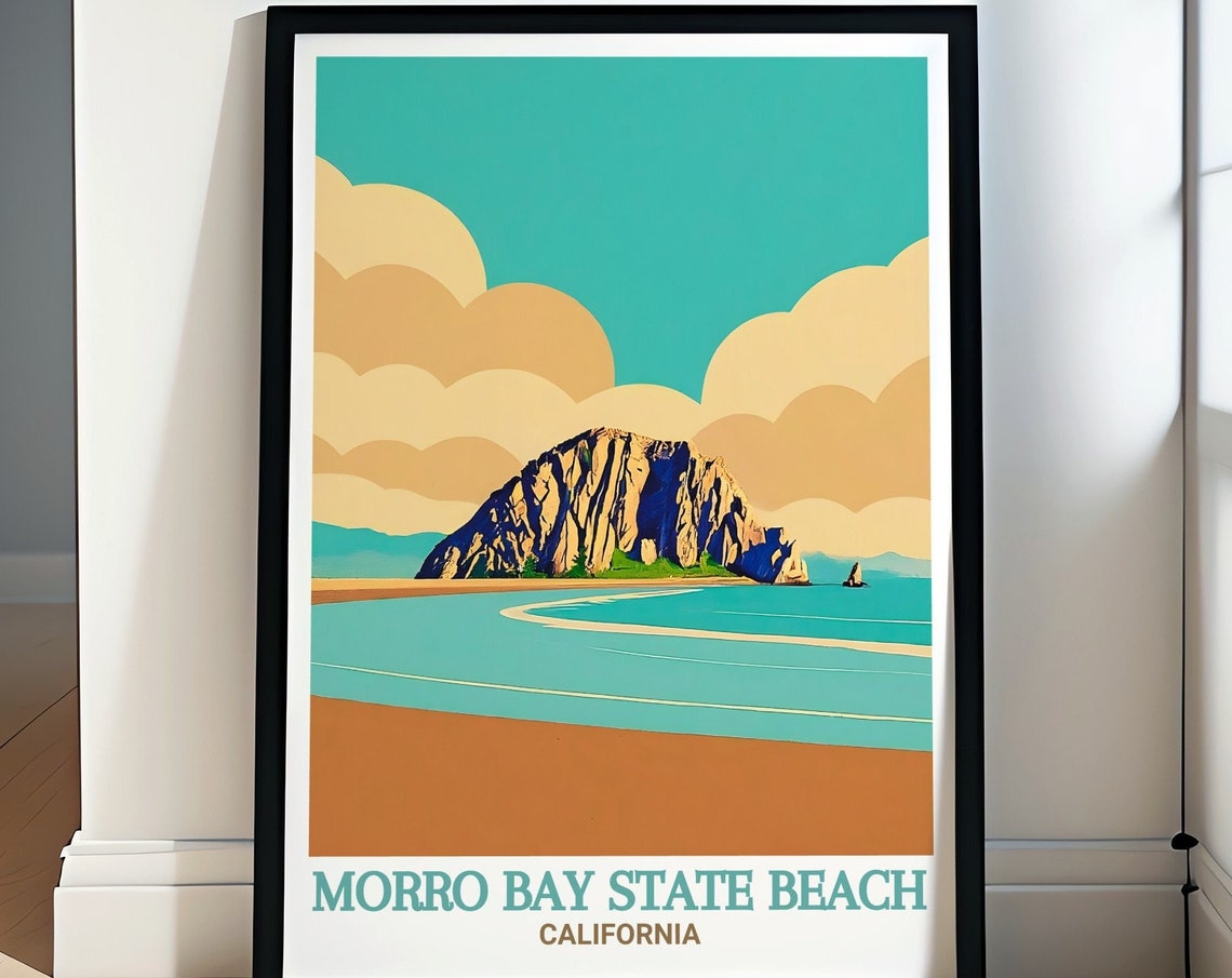 Morro Bay State Beach California Iconic Morro Rock Sunset Poster
