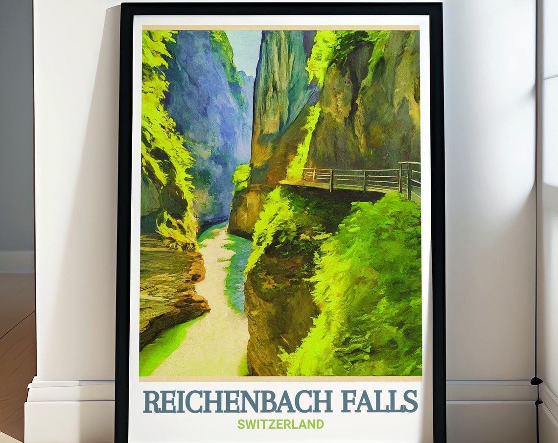 Reichenbach Falls Switzerland Cliff Walkway River View Poster