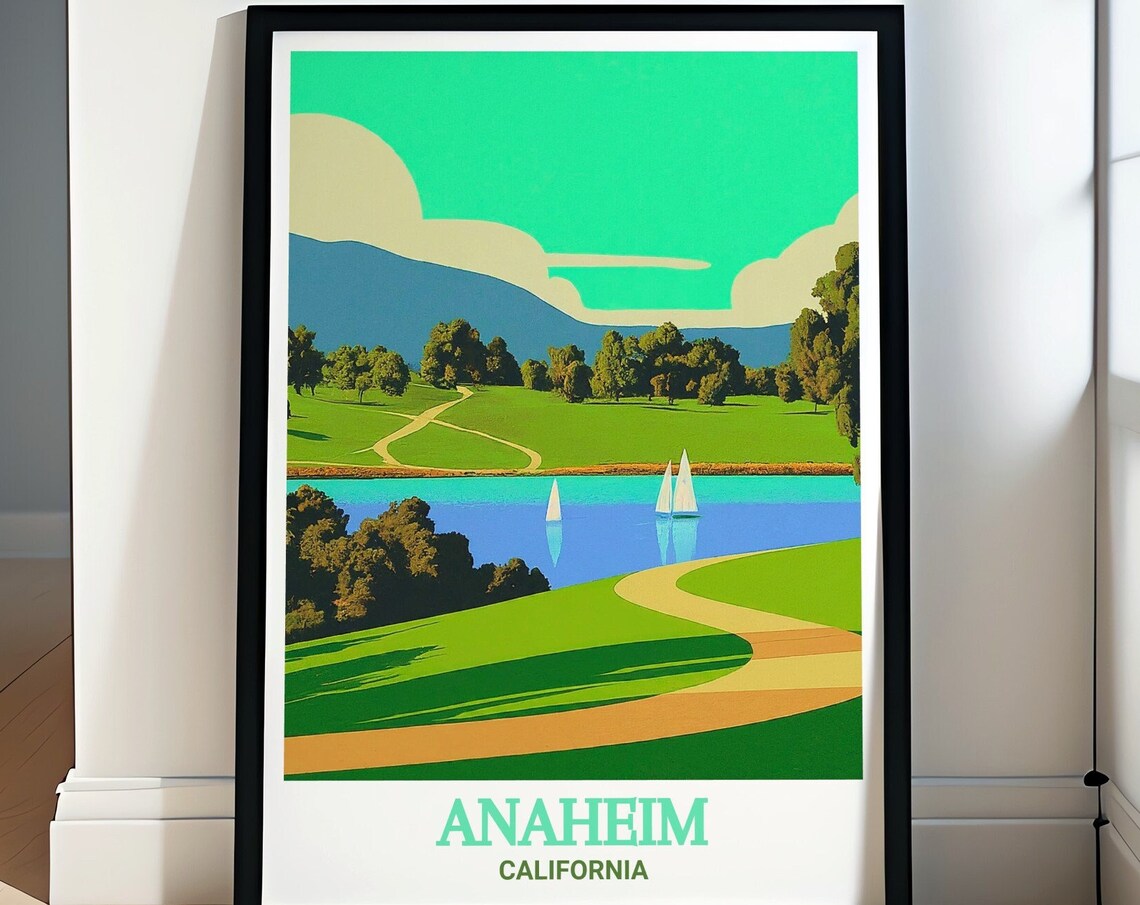Anaheim California Yorba Regional Park Sailboats Lake Scenic Poster