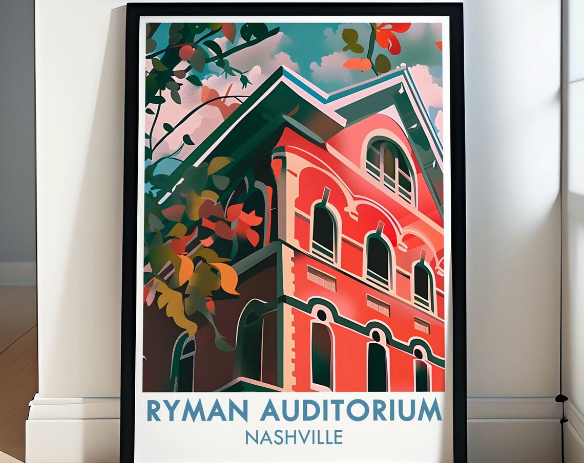 Ryman Auditorium Nashville Red Brick Historic Music Venue Poster