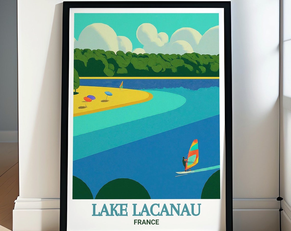 Lake Lacanau Travel Poster Lake Lacanau Decor Lake Lacanau Gift Lake Lacanau Wall Art Lake Lacanau Print