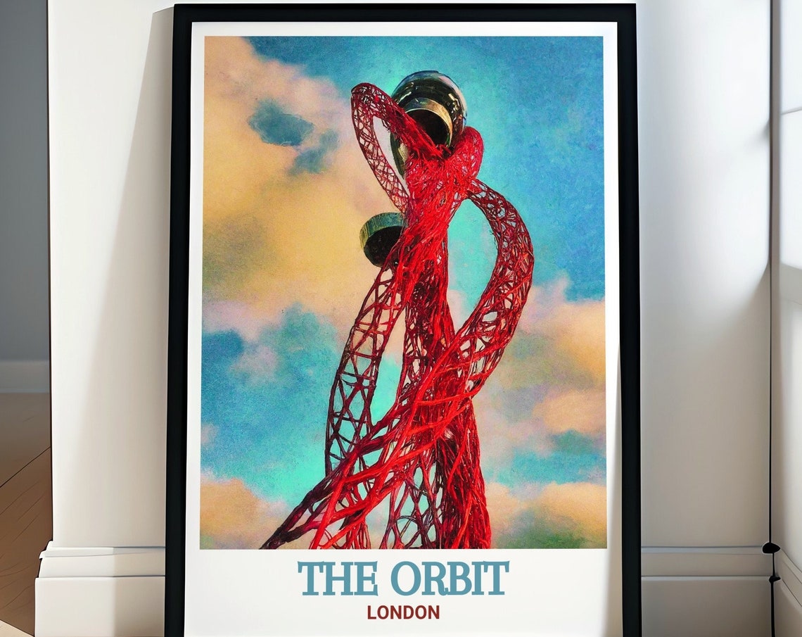 The Orbit London Red Twisted ArcelorMittal Sculpture Tower Poster