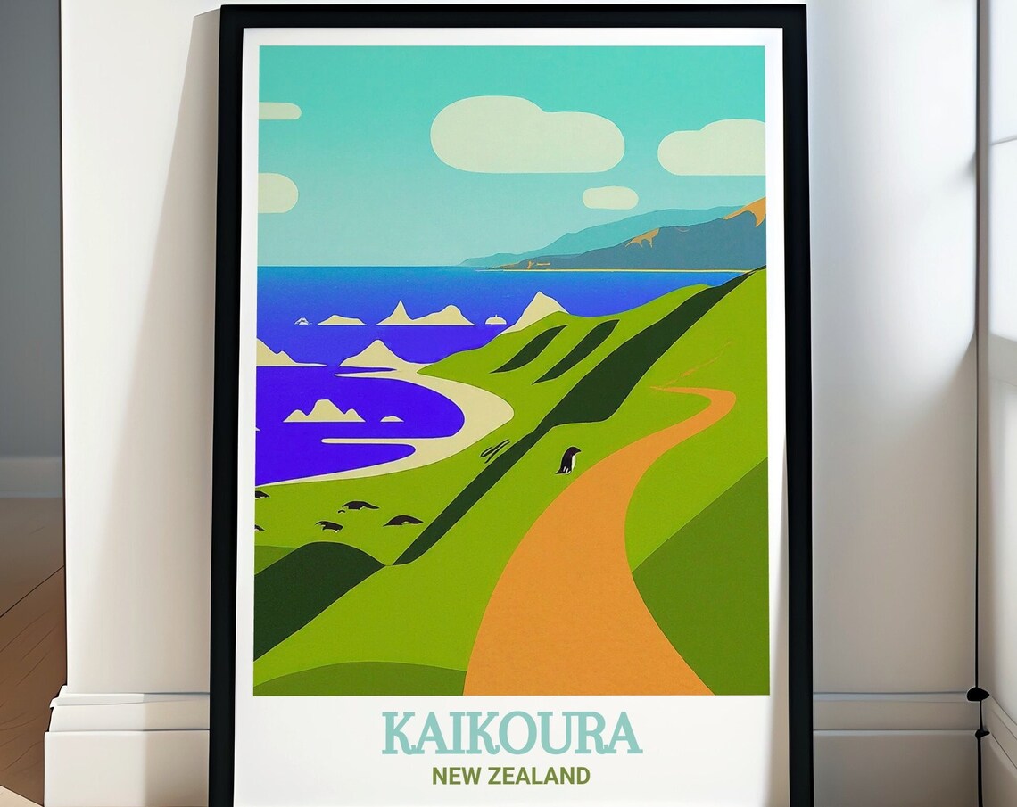 Kaikoura Peninsula Coastal Walkway Green Hills New Zealand Poster