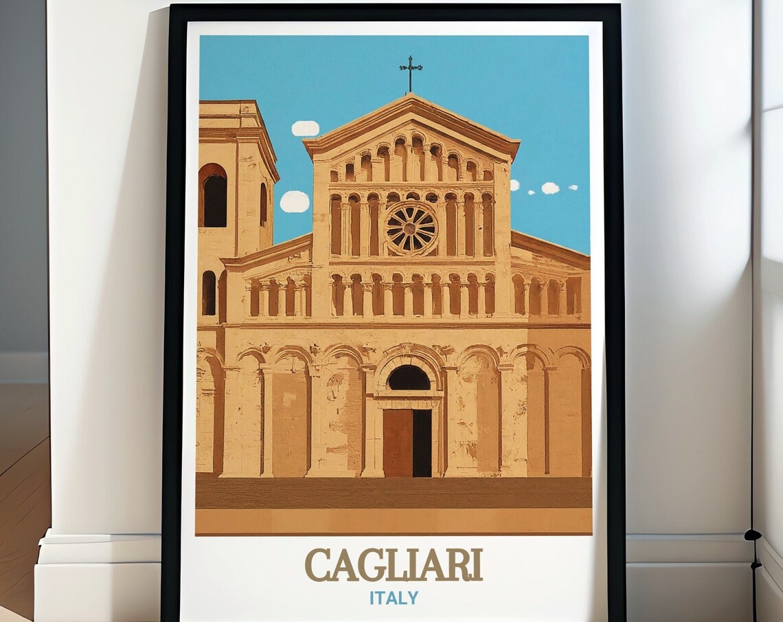 Cagliari Cathedral of Santa Maria Romanesque Facade Art Poster