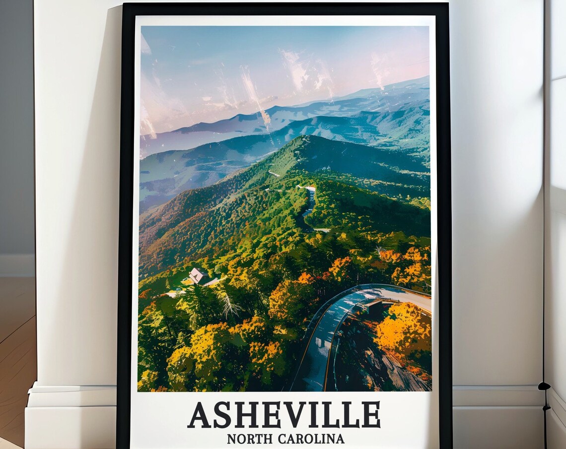 Asheville Blue Ridge Parkway Autumn Mountain Overlook Poster