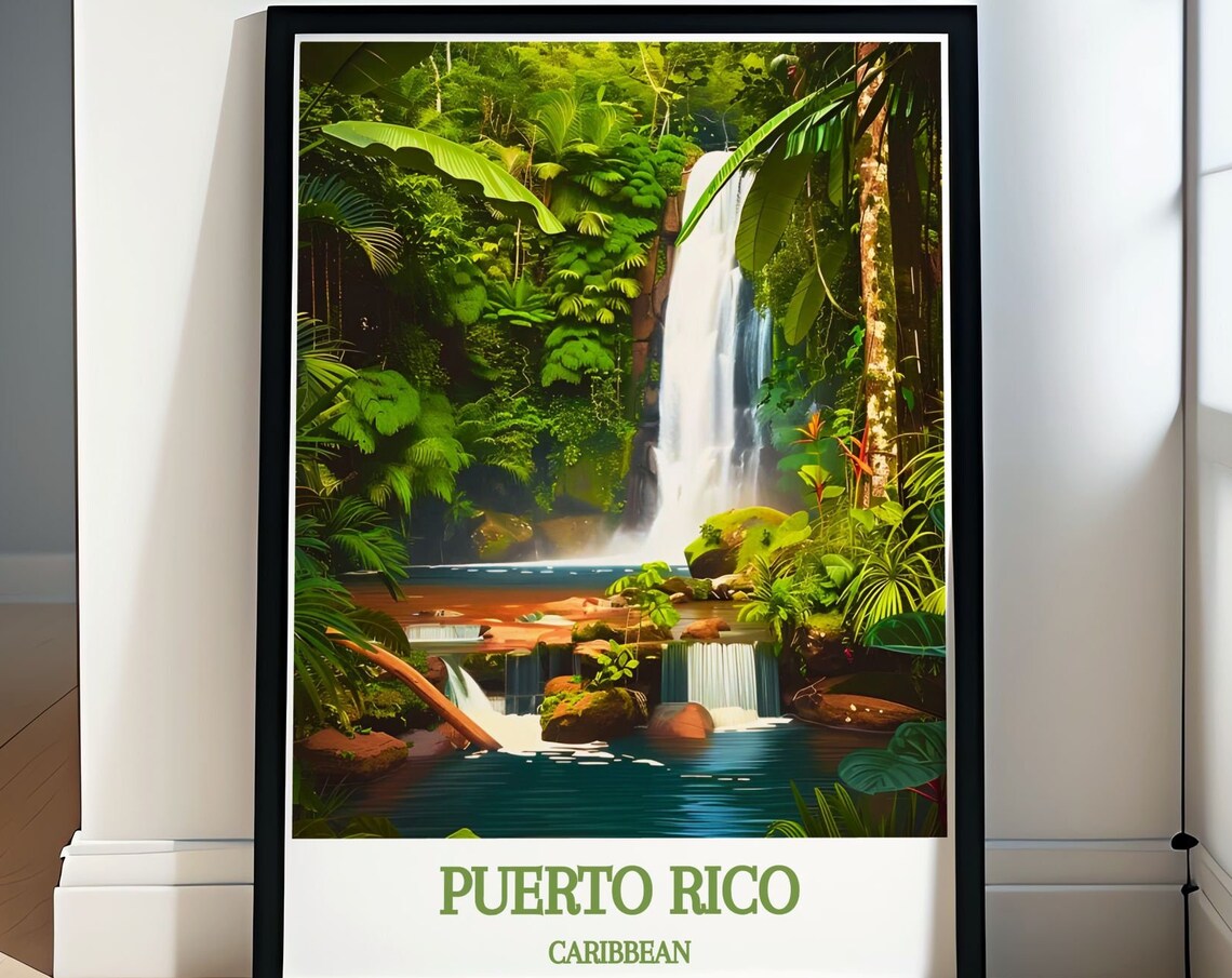 Puerto Rico Caribbean Rainforest Waterfall Jungle Falls Poster
