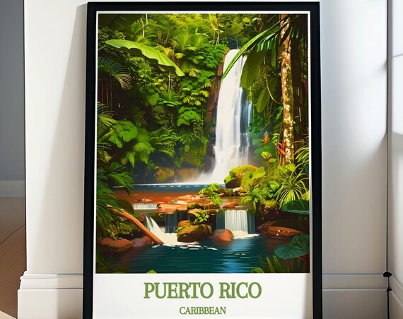 Puerto Rico Caribbean Rainforest Waterfall Jungle Falls Poster