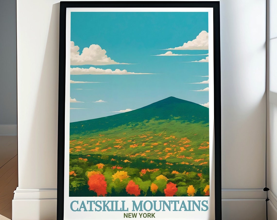 Catskill Mountains Flower Meadow Summer Peak Scenic Travel Poster