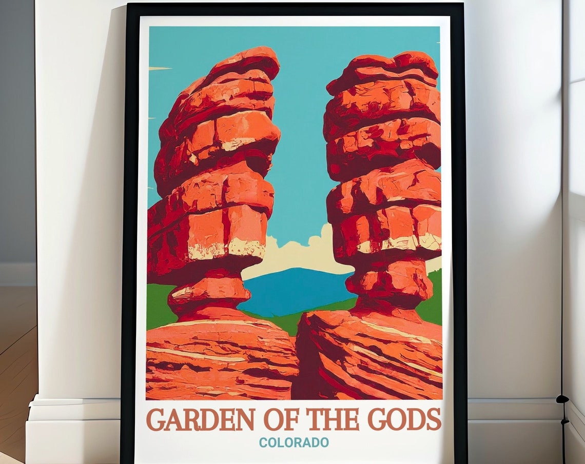 Gardens Of The Gods Travel Poster Siamese Twins Poster Siamese Twins Colorado Wall Art Gardens Of The Gods Print