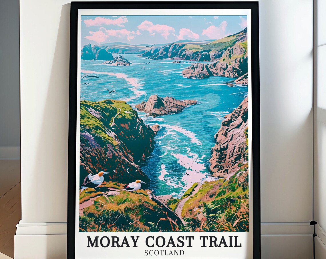 Moray Coast Trail Scotland Rugged Cliffs Seabirds Coastal Scenery Poster