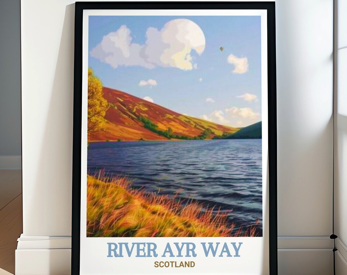River Ayr Way Glenbuck Loch Autumn Hillside Scotland Travel Poster