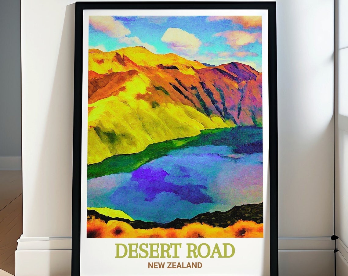 Desert Road Travel Poster Tama Lakes Poster Tama Lakes Travel Print Desert Road And Tama Lakes Print Desert Road Decor