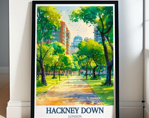 Hackney Downs London Sunlit Park Path Dappled Light Watercolor Poster