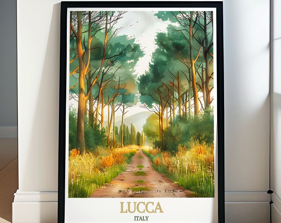 Lucca Italy San Rossore Park Pine Forest Trail Watercolor Poster
