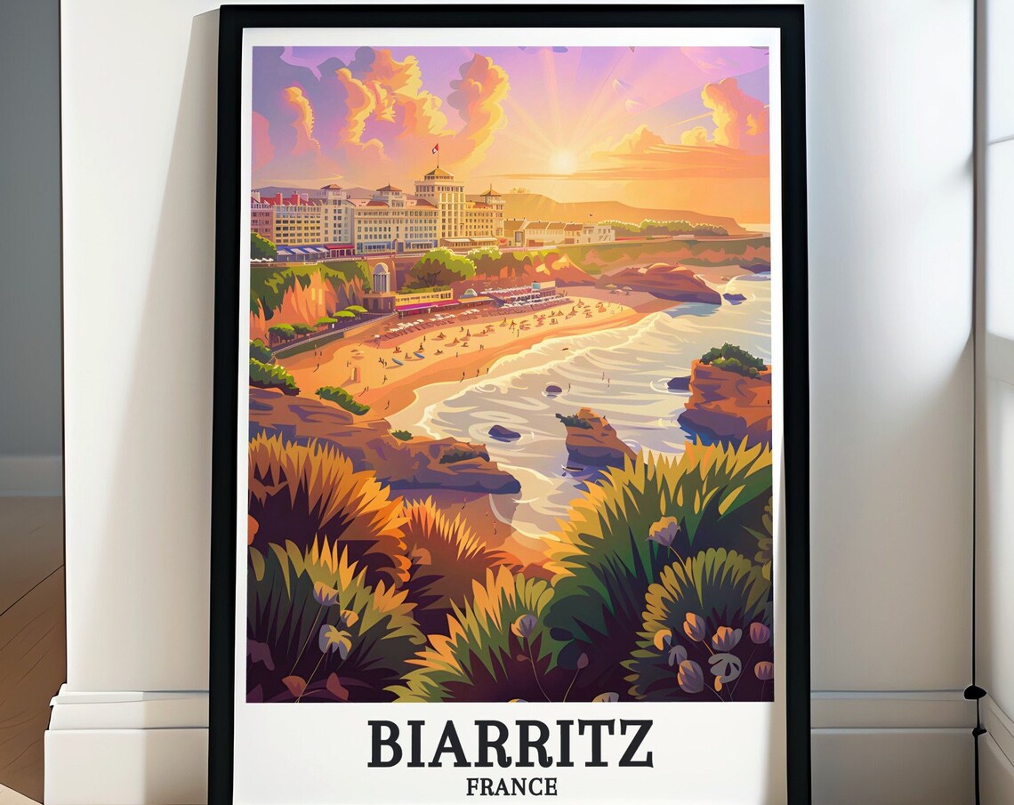 Biarritz Plage Du Miramar Grande Plage Travel Poster