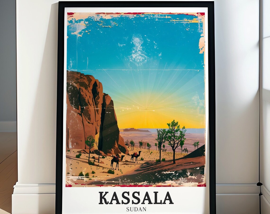 Kassala Sudan Taka Mountains Camel Caravan Desert Sunset Poster