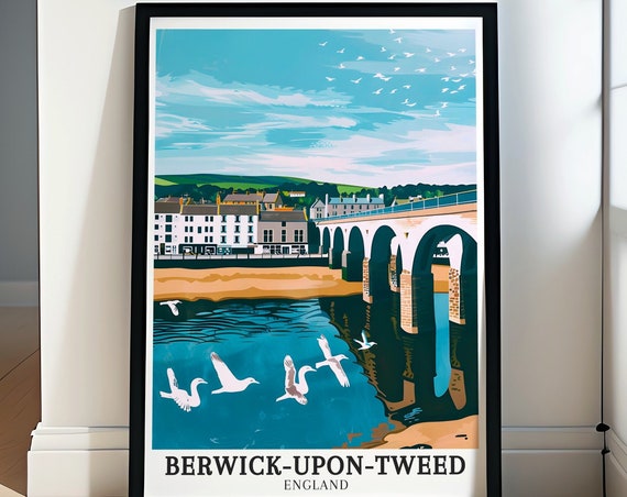 Berwickupontweed Travel Poster Berwick Bridge Harbour Travel Posters Berwickupontweed Art Berwickupontweed Decor