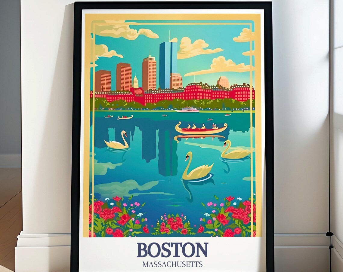 Boston Financial District, Charles River Travel Poster